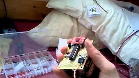 Atmega328 on protoboard accellerometer test