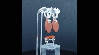 SER0039 Jasper Sterling Silver Knot Oval Ring Earrings Jewelry Set