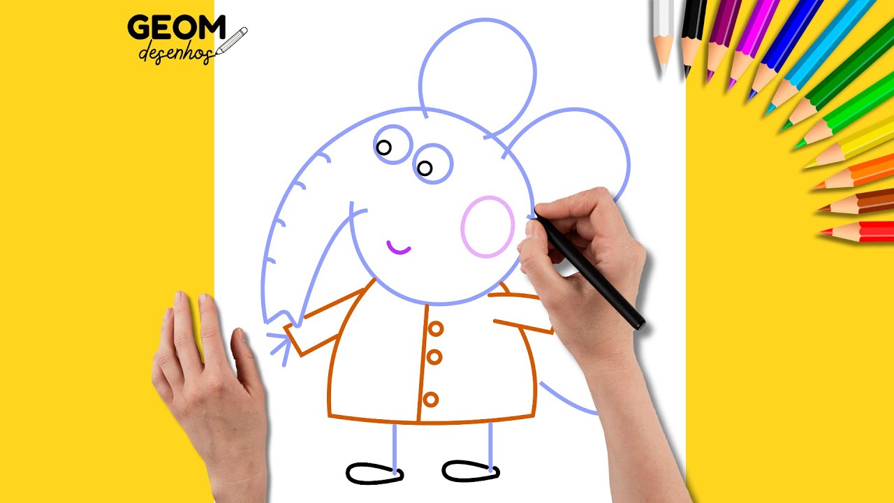 O SEGREDO DE COMO DESENHAR A EMILY ELEFANTE AMIGA DA PEPPA PIG EM 5 ...