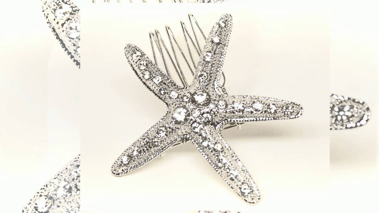 Adorable Rhinestone Starfish Bridal Hair Comb - "Catalina"