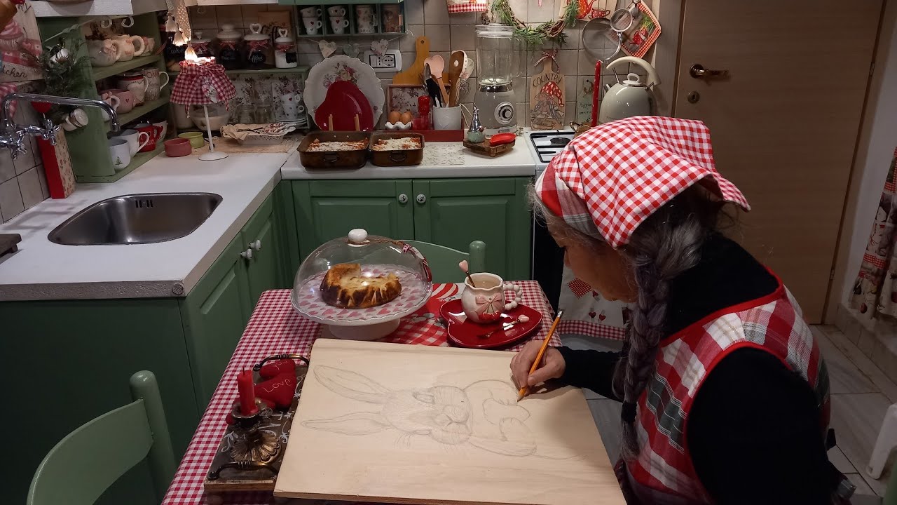 Semplice vita di campagna♥️torta di ricotta♥️cannelloni fatti in casa♥️disegno su legno a matitia ✏️
