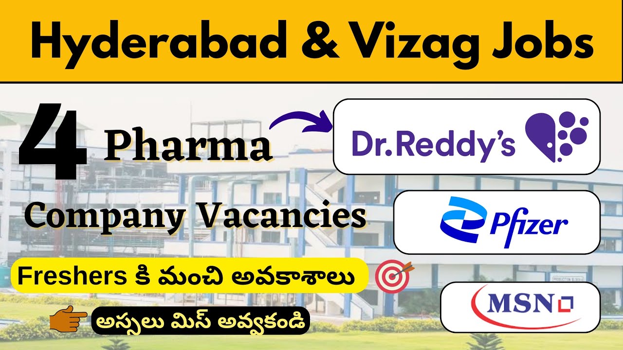 Latest Vizag & Hyderabad pharma company jobs telugu Private jobs