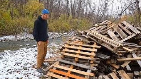 Building a Free Pallet House Off Grid in 129 Days in the Forest