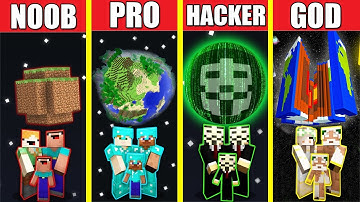 Minecraft Battle: PLANET HOUSE BUILD CHALLENGE - NOOB vs PRO vs HACKER vs GOD Animation SAPCE EARTH