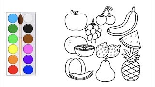Learn Colors With Fruits Drawing And Coloring Page Fun For Kids