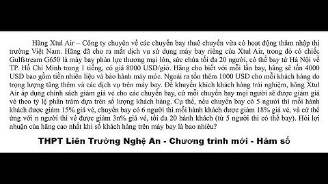 Liên Trường THPT Nghệ An: Hãng Xtul Air – Công ty chuyên về các chuyến bay thuê chuyến vừa có hoạt