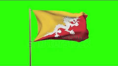 Bhutan flag with title waving in the wind. Looping sun rises style. Animation loop Stock video by