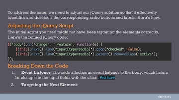 Turn Off Radio and Labels When Input is Triggered: A Simple jQuery Solution