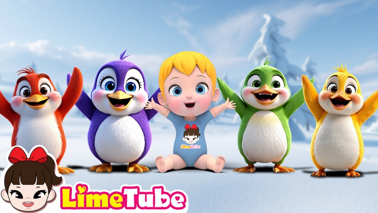 Five little penguins playing in the snow + Nursery Rhymes & Kids