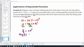 College Algebra 4.3 Solving for time a car loses value exponential function video 8