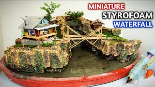 How to Make Mini Water Fountain at Home with Styrofoam  Mini Landscape Waterfall