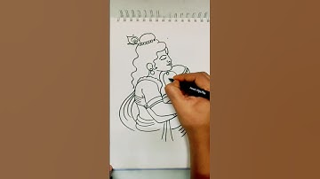 quick simple and easy drawing of Cute little Radha Krishna/ How to draw Radha Krishna outline sketch