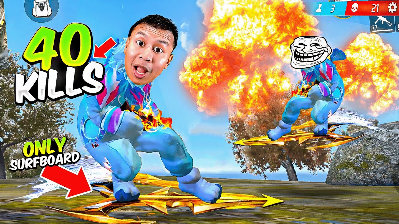 Free Fire But Only Surfboard Challenge with 