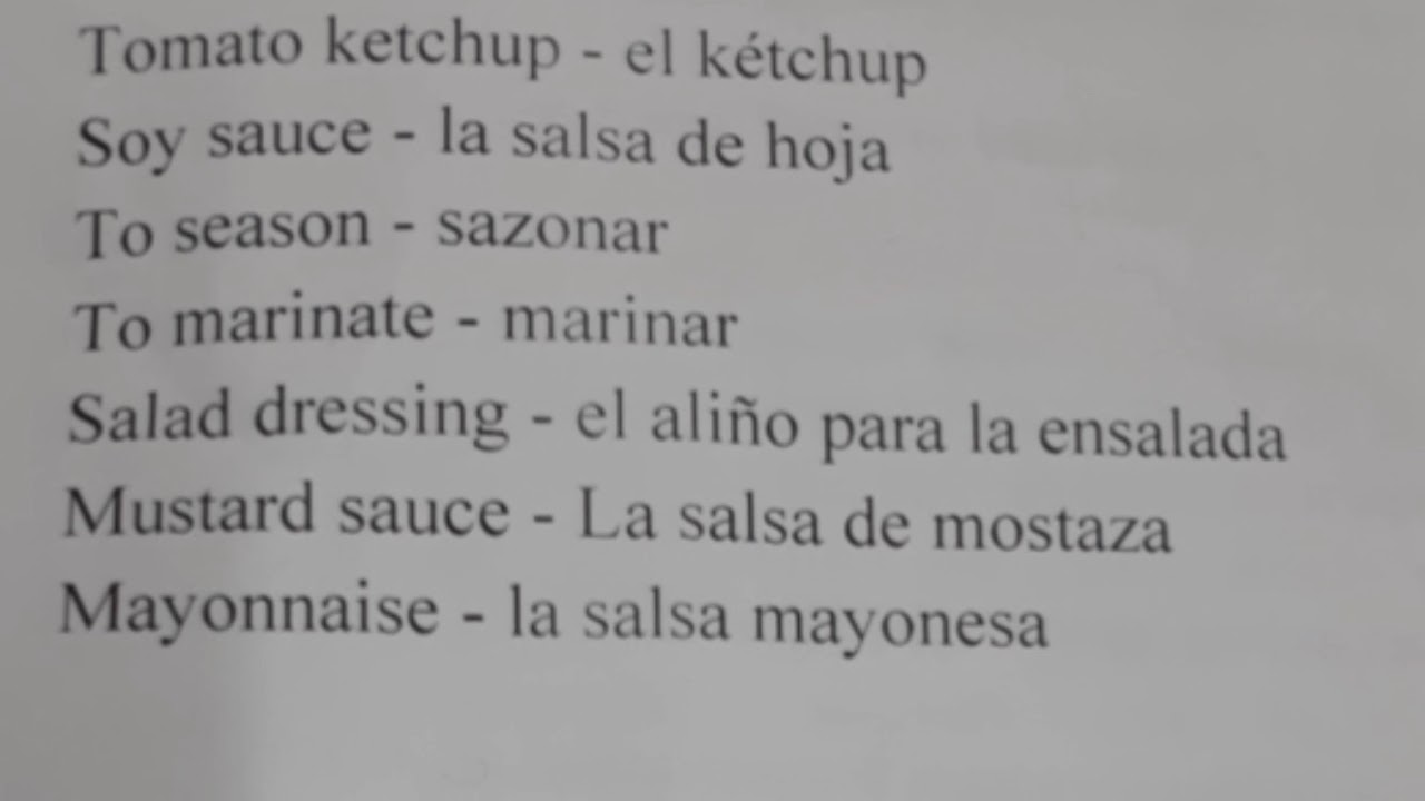 Seasoning and sauces in Spanish YouTube