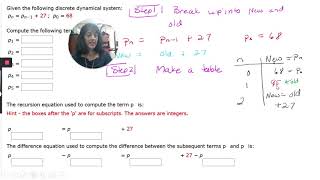Lesson 4 WebAssign Number 3 running data from a recursion equation