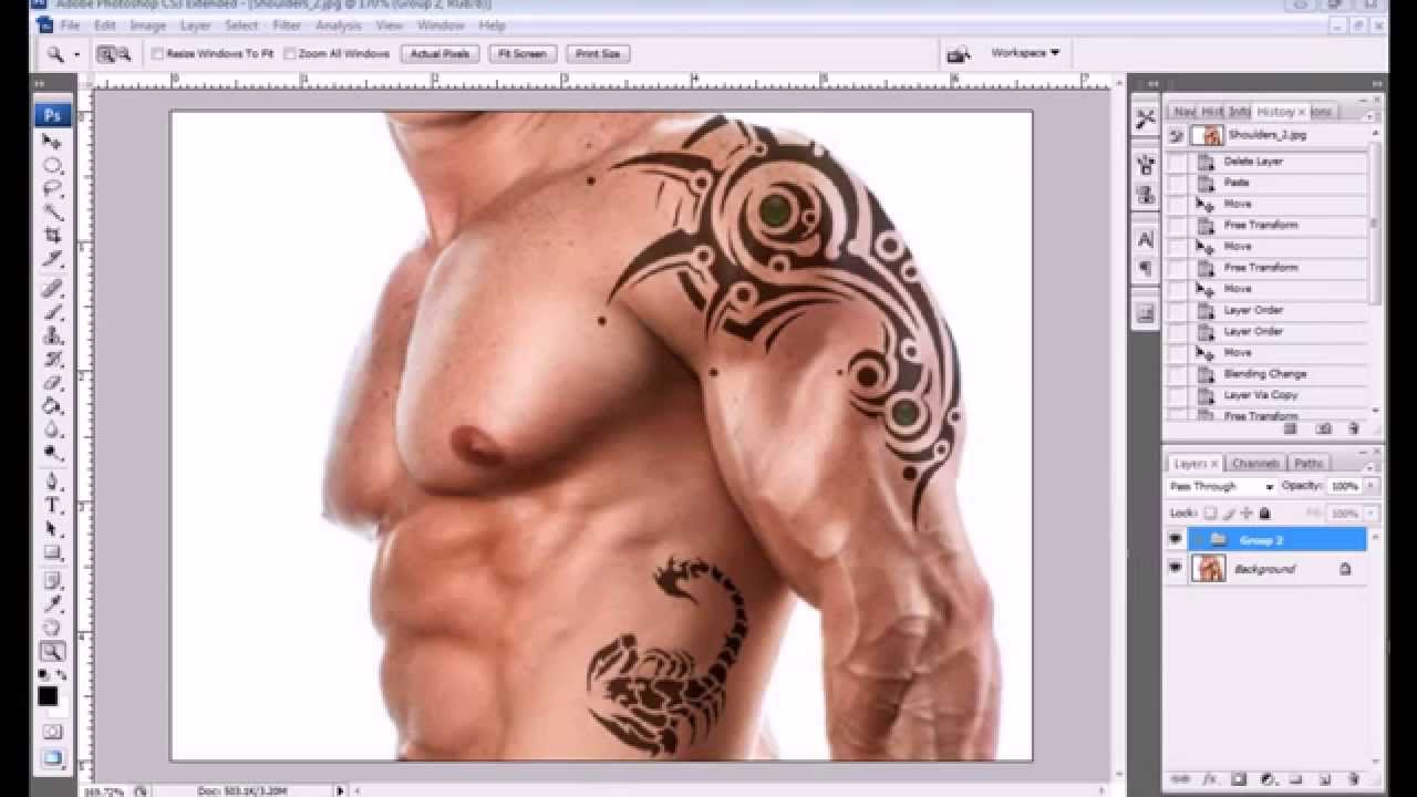 Ghép hình xăm nghệ thuật cho ảnh trong photoshop cs6  Học Photoshop   YouTube