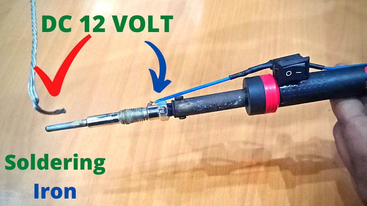how to make soldering Iron dc 12v using glow plug electrician project