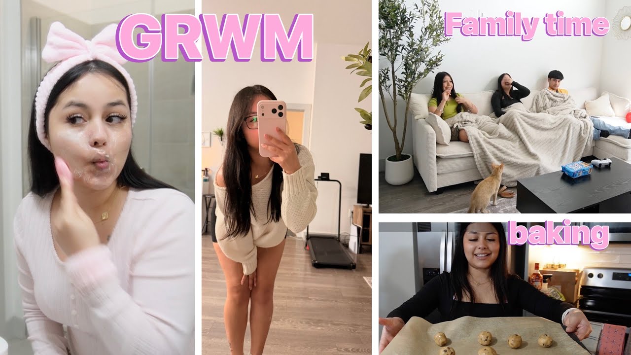 DAY IN MY LIFE AS A STAY AT HOME GIRLFRIEND// Grwm,Baking cookies,Cleaning ect.