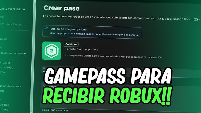 Como crear GAMEPASS FACIL y ganar ROBUX GRATIS 2023 en ROBLOX 