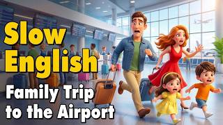 We Almost Missed Our Flight! A Family Travel Story | Slow English Listening for Beginners A1-A2