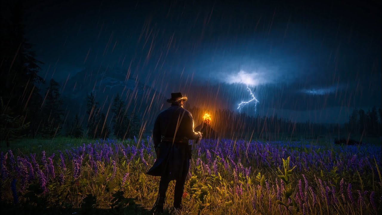 🌧️ Arthur Morgan Walking in the Rain | Thunderstorm Ambience | Red Dead Redemption 2 ASMR