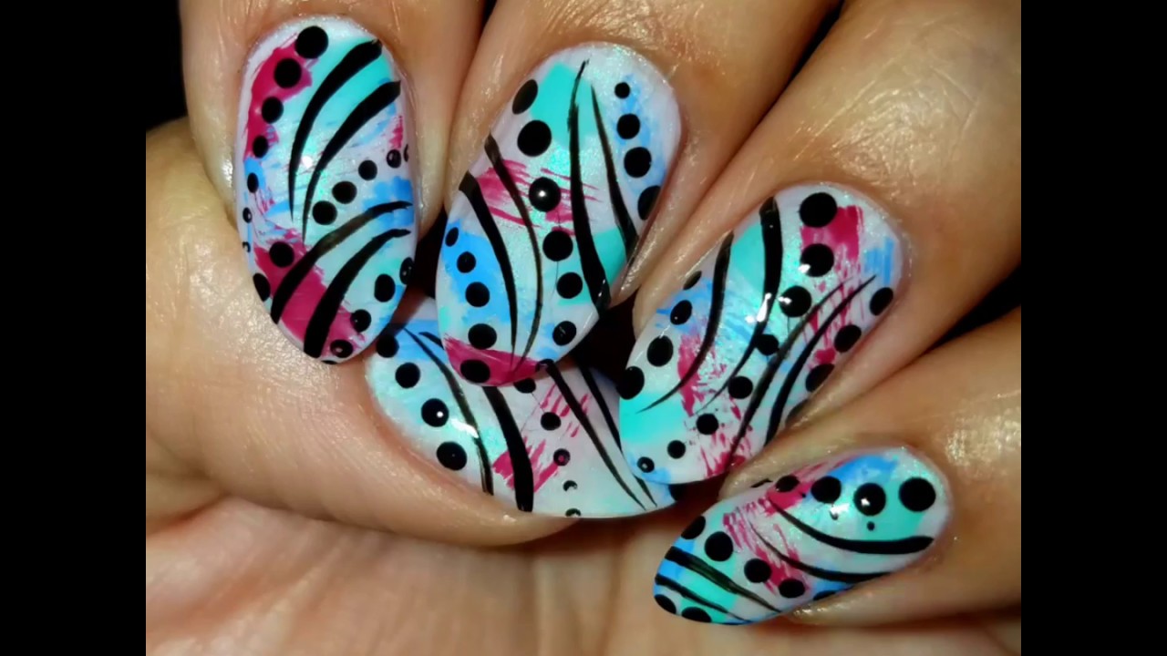 Drybrush and Freehand Nail Design