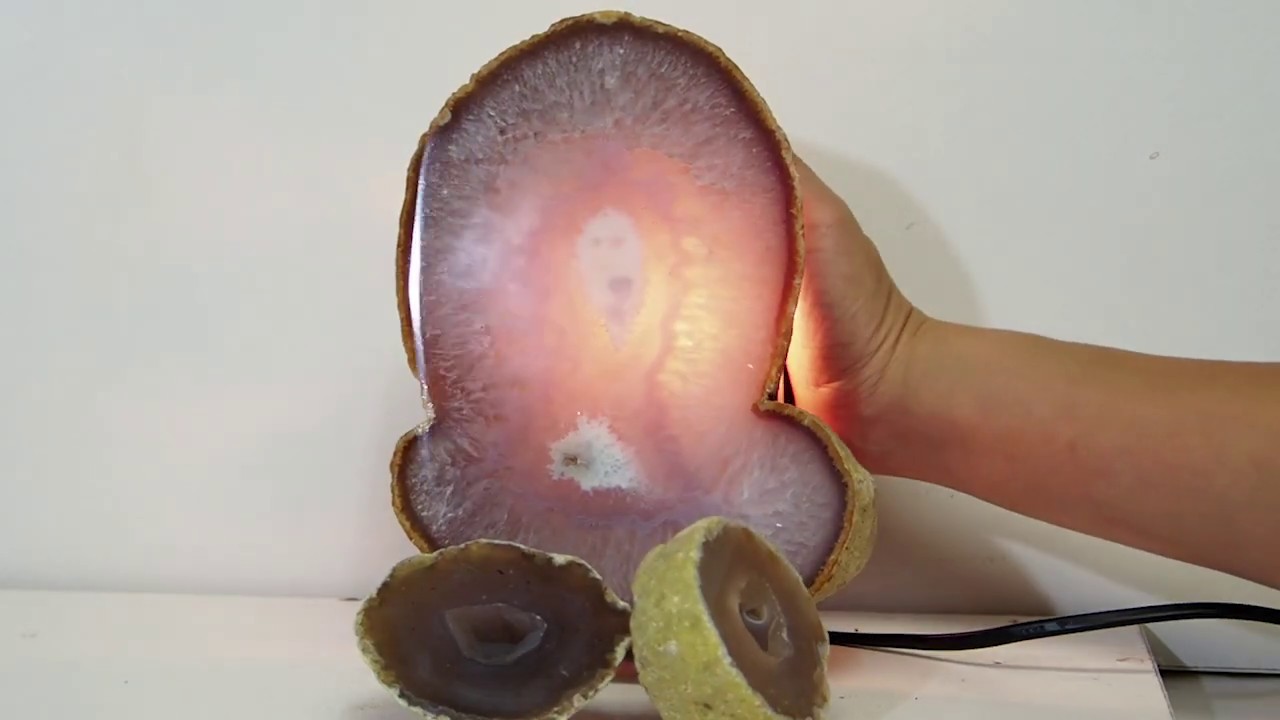 1.1kg Sliced Brazilian Crystal Agate Lamp Set 3 Pieces S424 8 YouTube player