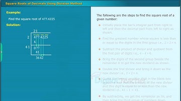 Square Roots of Decimals Using Division Method , Class 8 Maths