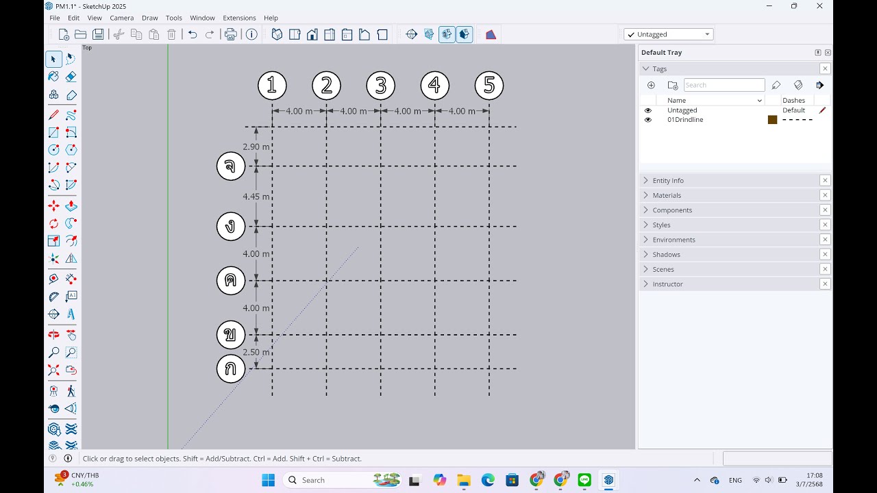 การสร้าง Gridline ใน SketchUp