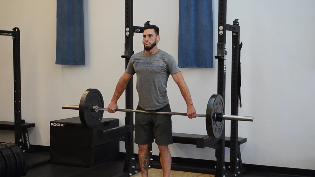 Barbell Wide Grip Shrug Exercise Demo YouTube
