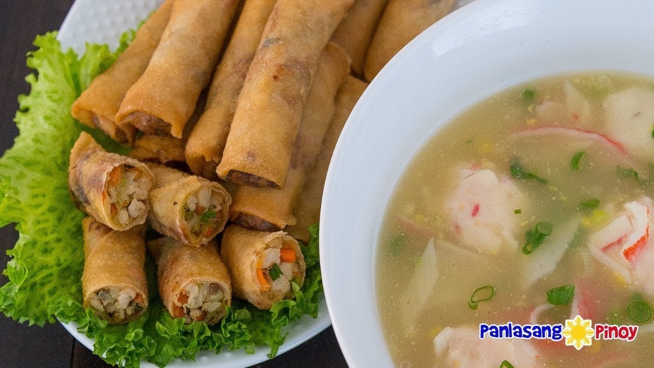 How to Cook Crab and Corn Pearl Soup and Chinese Spring Roll | Panlasang Pinoy