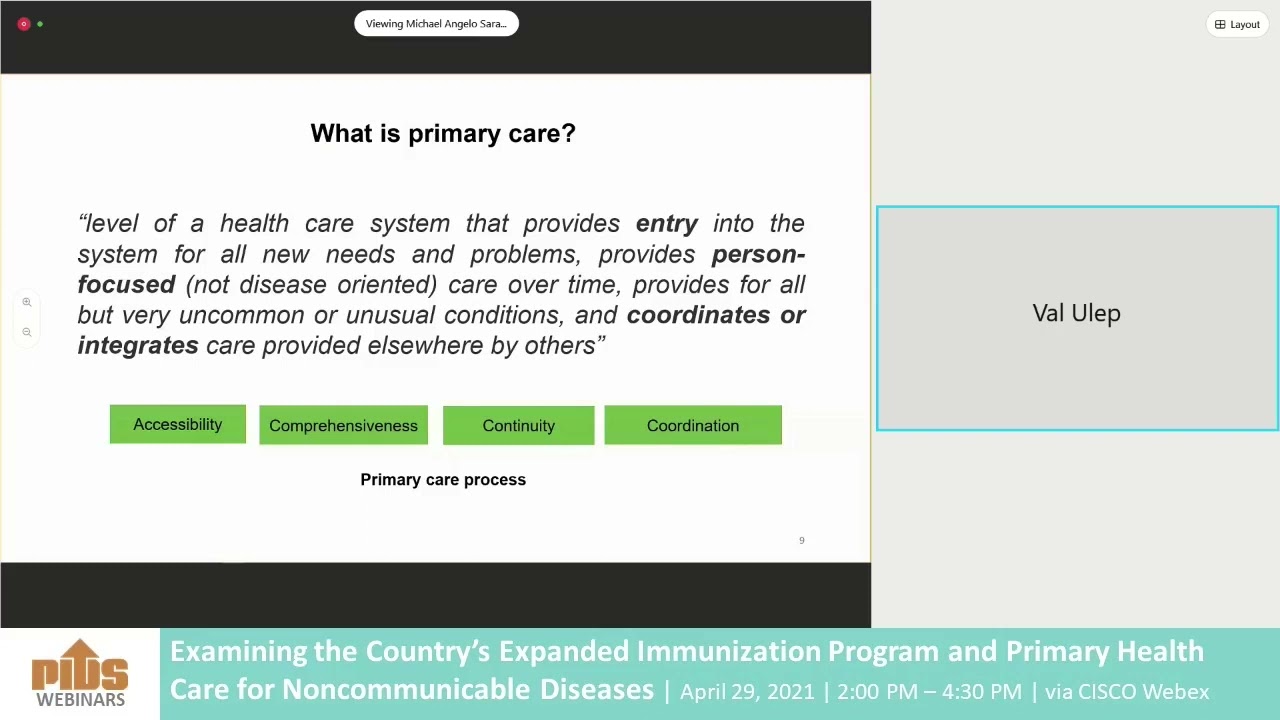 Primary Health Care for Noncommunicable Diseases in the Philippines by Dr. Valerie Ulep