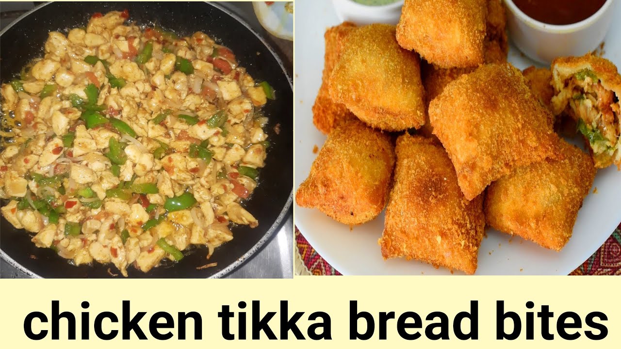 Crispy chicken tikka bread bites. Chicken tikka bread patties. Bread
