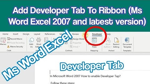 How to Enable Developer Tab Word excel 2007 to 2023 | add Developer Tab Word 2007