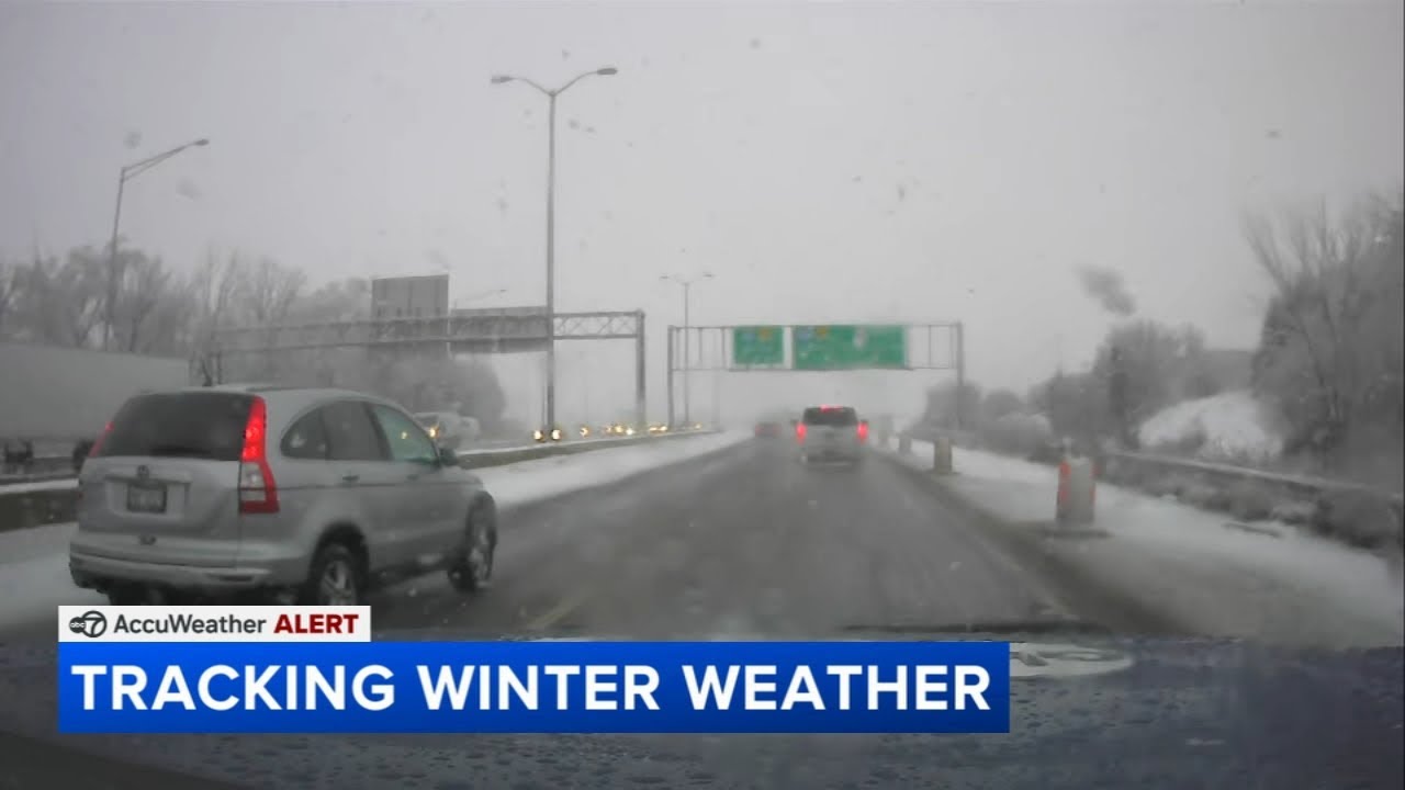 Snow, rain create dangerous road conditions across Chicago area - YouTube