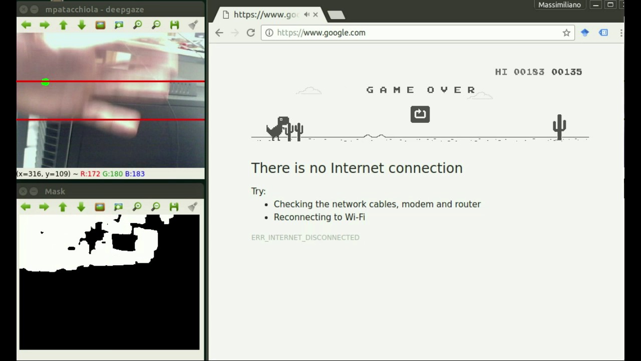 Playing Chrome's T-Rex Game with Facial Gestures