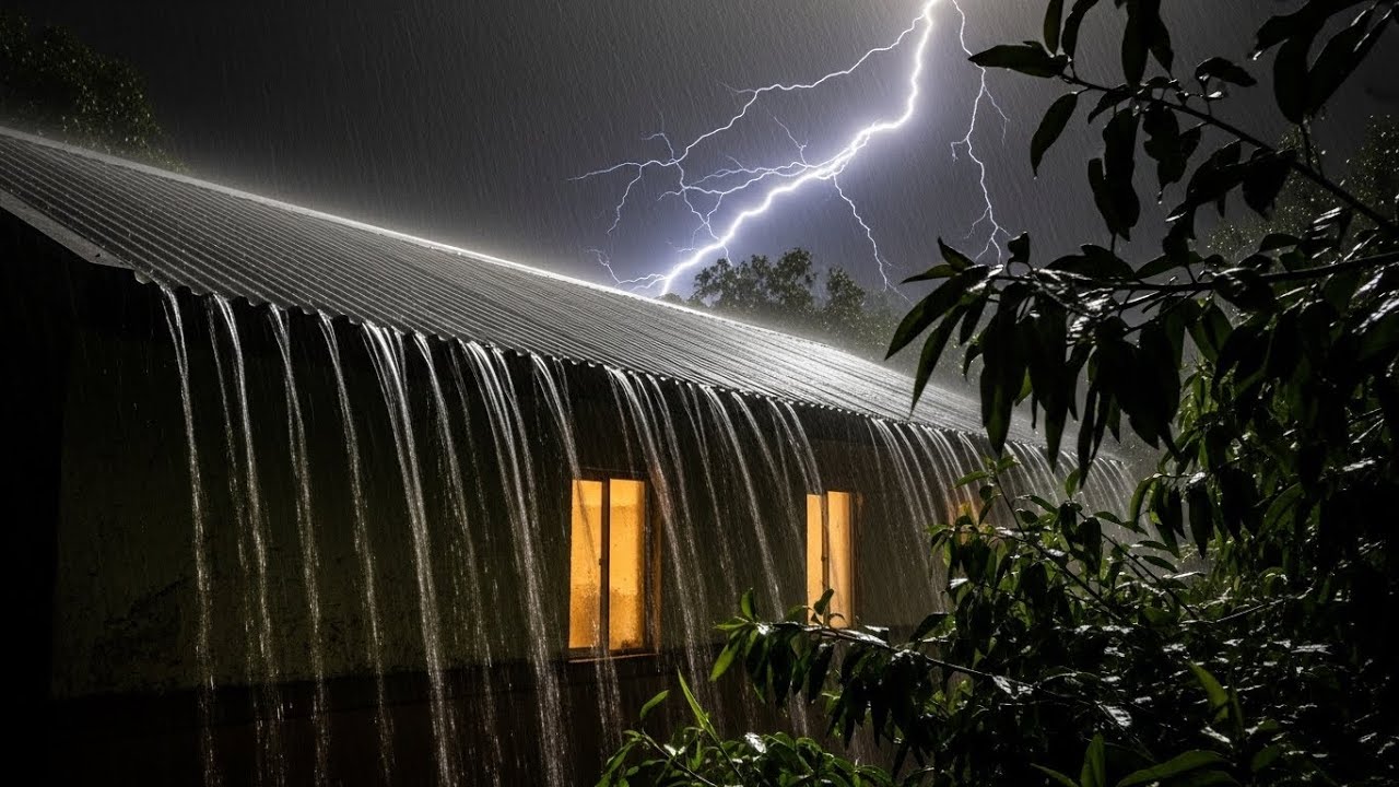 Heavy Rain on Cabin Roof 🌧️ Sleep Fast with Thunderstorm Sounds for Relaxation #53