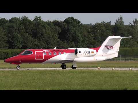 DRF Luftrettung Learjet 35A D-CCCB at Cambridge Airport