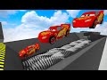 Mcqueen Cars Fall Through The Spiked Massager Into The Longest Shredder Factory | Teardown