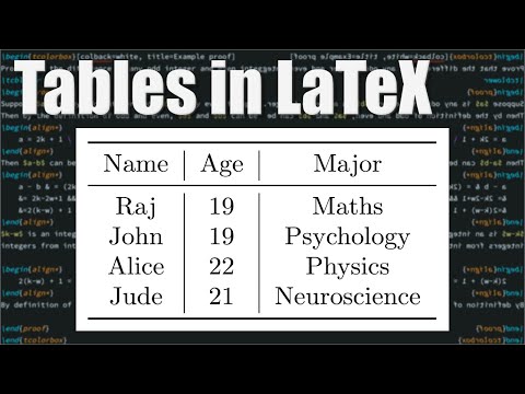 Creating tables in LaTeX