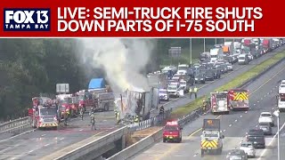 Parts of I-75 southbound closed from semi-truck fire