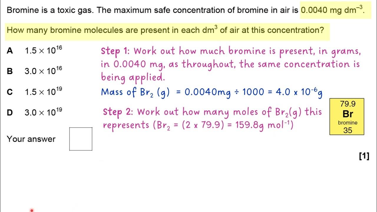 Determination of the maximum safe level of bromine MCQ YouTube