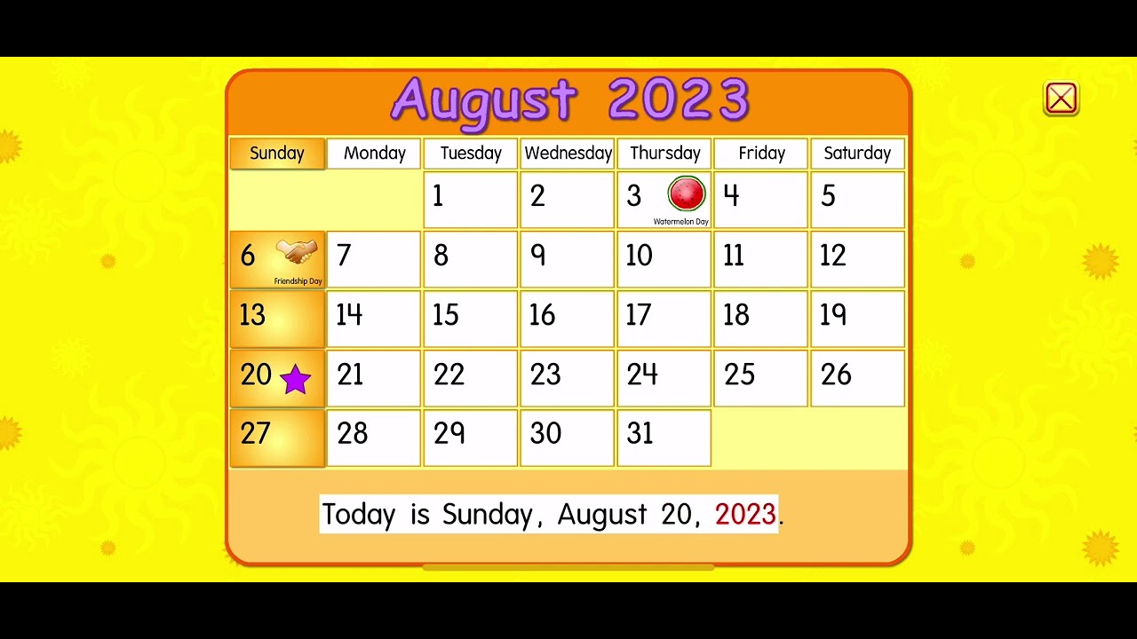 August 20 2023 Starfall Calendar Youtube