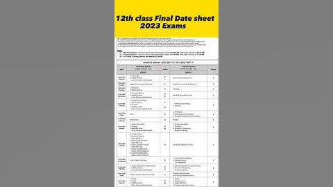 12th class Final Date sheet 2023 | 12 Exams 2023 #shorts