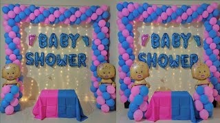 Simple & Easy Baby Shower Decoration Ideas At Home/ under budget Blue & Pink Theme party decoration