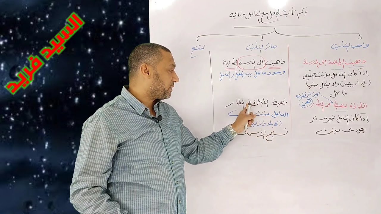 حكم تأنيث الفعل مع الفاعل ونائب الفاعل نحو ثانوية عامة مع السيد فريد