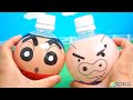 クレヨンしん and ぶりぶりざえもん Soda Drink with CRAYON SHIN CHAN figure for kids 짱구는못말려 음료수 toy town