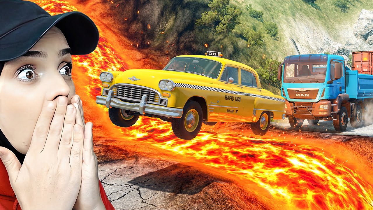 ARABALAR LAV ŞELALESİNİN ÜZERİNDEN UÇTU! 😱🔥