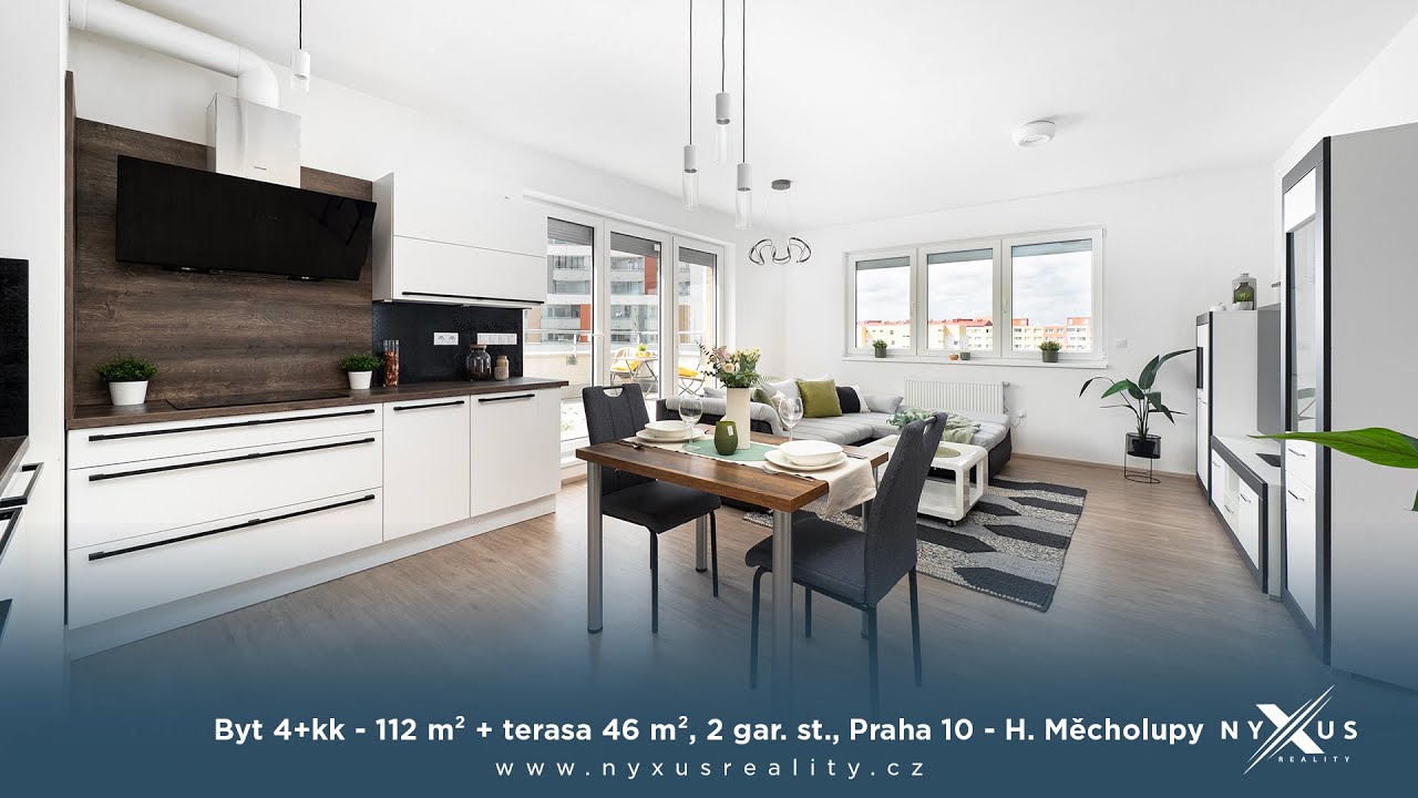 Prodej bytu 4+kk - 112 m² + terasa 46 m², dvě garážová stání, Mantovská, Praha 10 - Horní Měcholupy