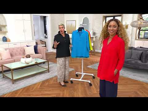Joan Rivers Marshmallow Gauze Popover Y-Neck Collared Shirt on QVC @QVCtv